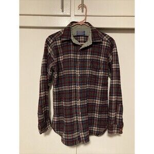 Pendleton Women's Plaid Virgin Wool Long Sleeve Button Down Shirt Shacket, M